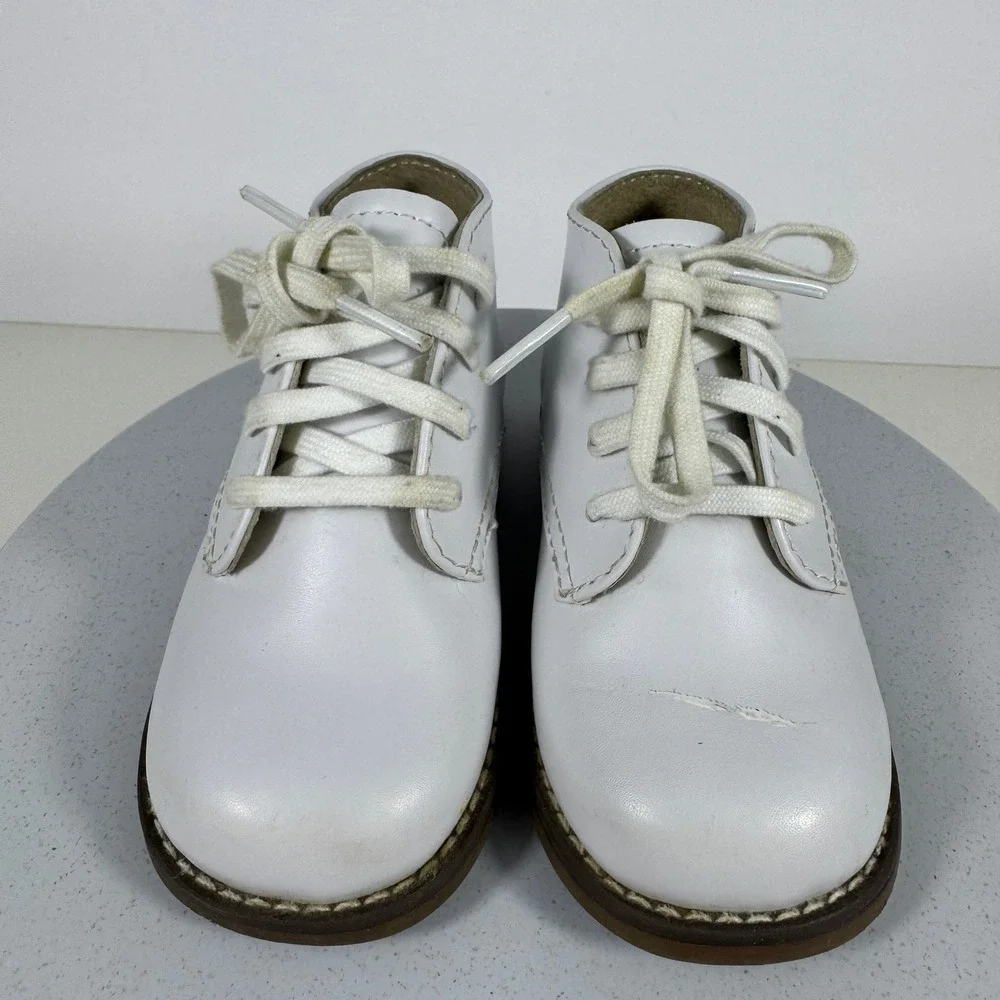 Footmates Todd 7790 White Leather Toddler Walking Shoes Size 6 High Top
